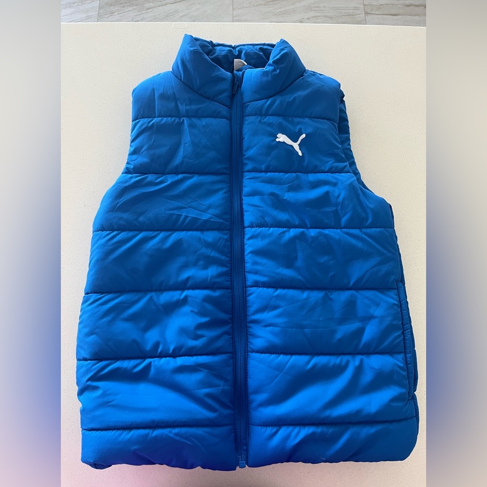 Puma Kids Blue Puffer Vest Jacket - Size 7/8